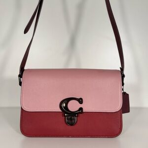 COACH Studio Shoulder Bag In Colorblock Pink and Red